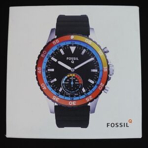 Q Fossil Crewmaster Black Silicone Strap Hybrid Smart Watch 46MM FTW1124